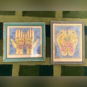 Set of two framed acupuncture drawings